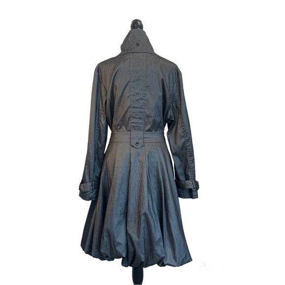SAMUEL Dong Gray Belted Full Zip Water Resistant Bubble Trench Coat Sz L - Picture 5 of 16